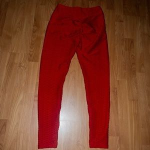 red yoga pants